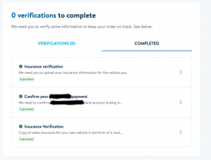 Carvana 2 insurance verifications