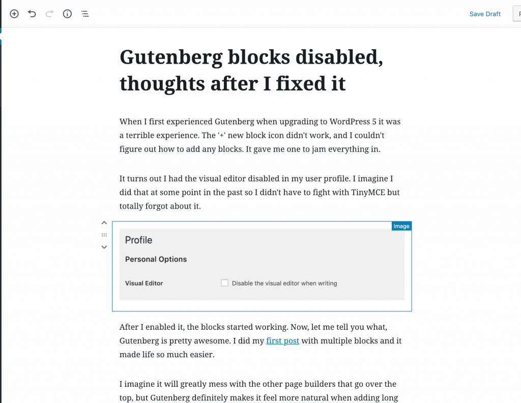 Gutenberg image block
